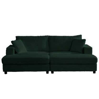 Chaise longue Mixoy 85'' en velours côtelé avec pouf de rangement et accoudoirs, fauteuil inclinable rembourré 2 places pour l'intérieur