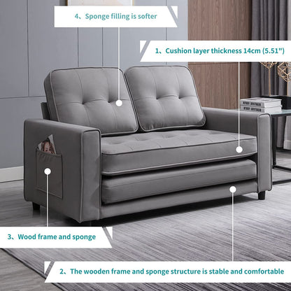 Canapé-lit gigogne 3 en 1 Mixoy moderne avec matelas pliable en trois parties