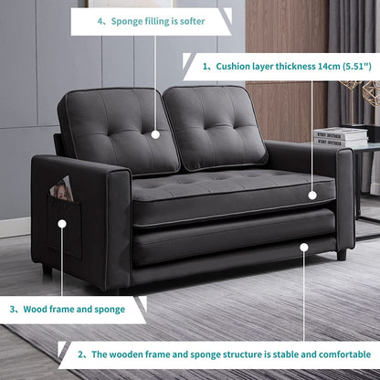 Canapé-lit gigogne 3 en 1 Mixoy moderne avec matelas pliable en trois parties