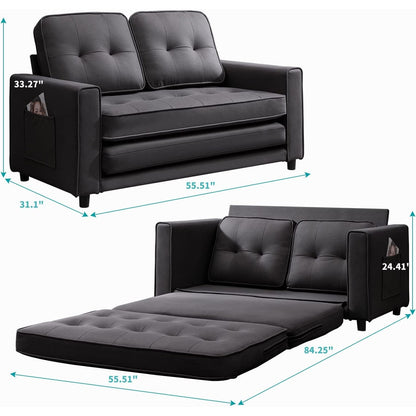 Canapé-lit gigogne 3 en 1 Mixoy moderne avec matelas pliable en trois parties