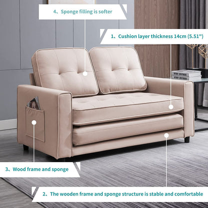 Canapé-lit gigogne 3 en 1 Mixoy moderne avec matelas pliable en trois parties