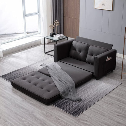 Canapé-lit gigogne 3 en 1 Mixoy moderne avec matelas pliable en trois parties