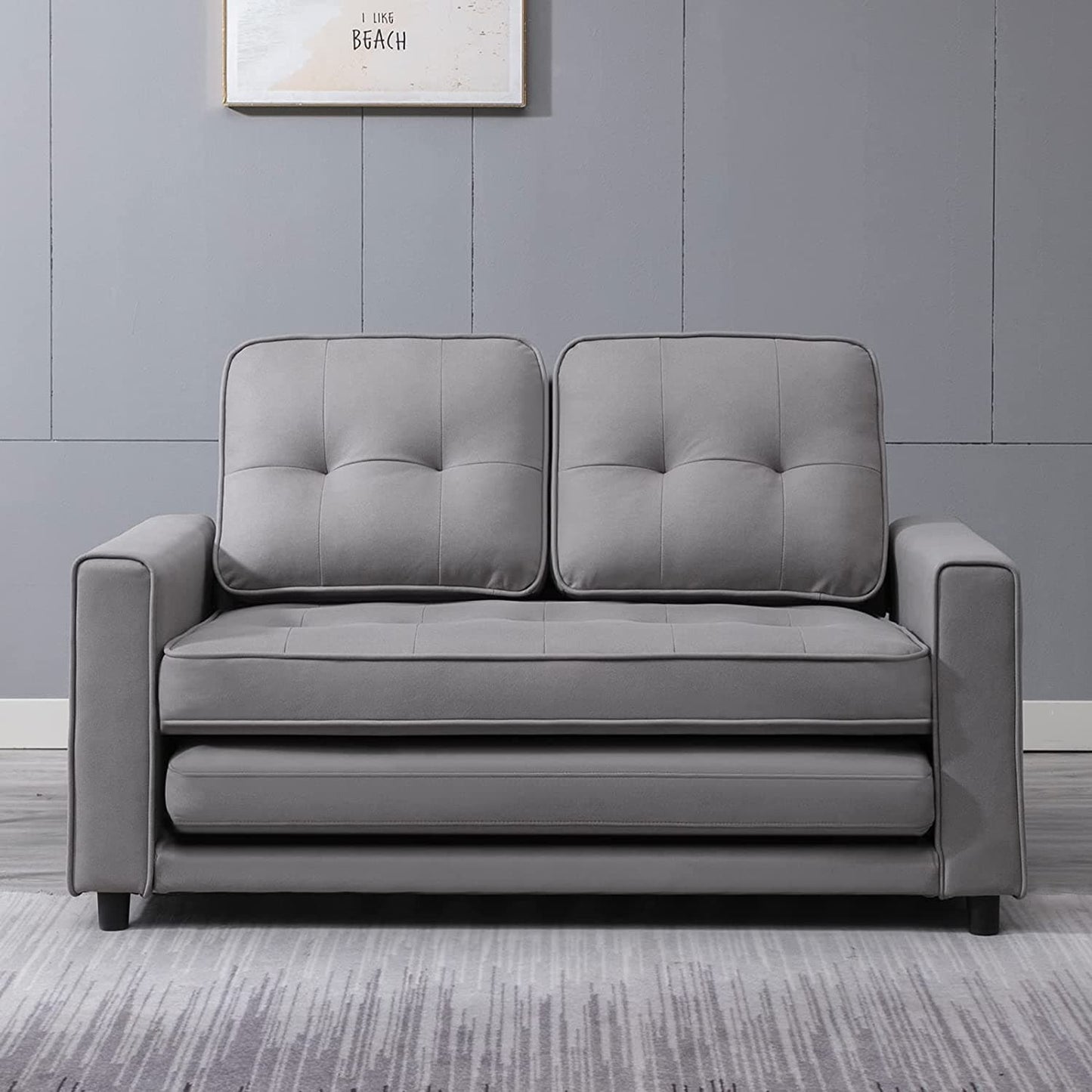 Canapé-lit gigogne 3 en 1 Mixoy moderne avec matelas pliable en trois parties