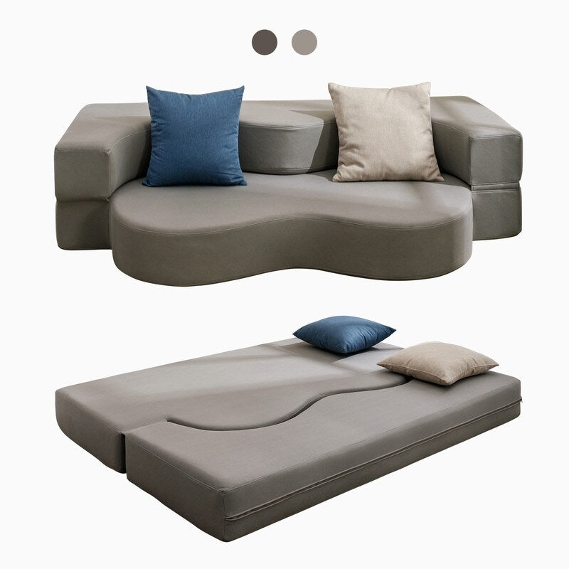 Canapé-lit futon convertible Mixoy, pliable, matelas pliant en mousse, tissu en tissu, canapé-lit de salon