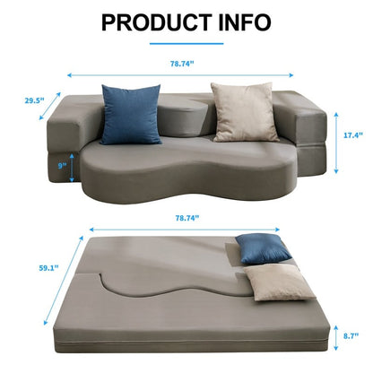 Canapé-lit futon convertible Mixoy, pliable, matelas pliant en mousse, tissu en tissu, canapé-lit de salon