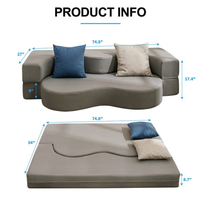 Canapé-lit futon convertible Mixoy, pliable, matelas pliant en mousse, tissu en tissu, canapé-lit de salon