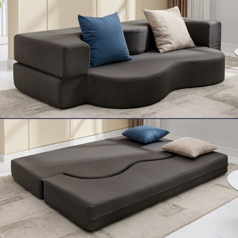 Canapé-lit futon convertible Mixoy, pliable, matelas pliant en mousse, tissu en tissu, canapé-lit de salon