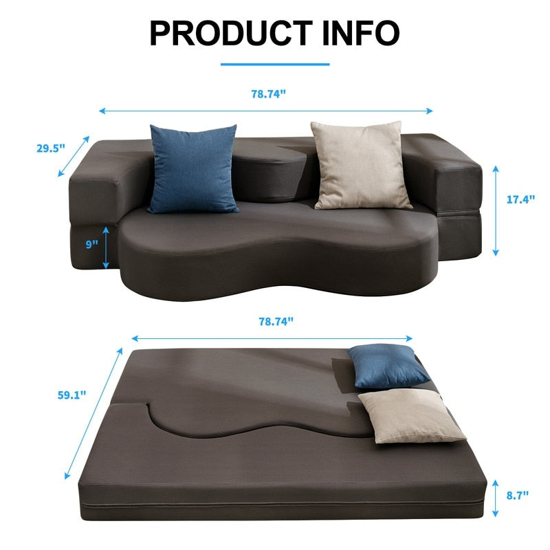 Canapé-lit futon convertible Mixoy, pliable, matelas pliant en mousse, tissu en tissu, canapé-lit de salon