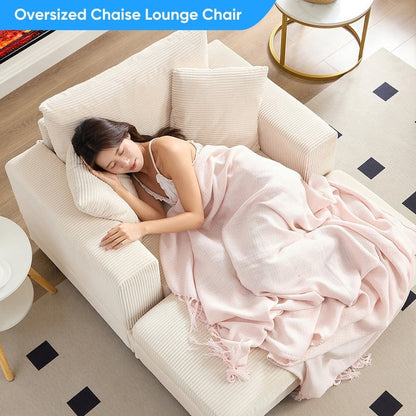 Canapé-lit confortable en velours côtelé Mixoy avec siège profond et pouf de rangement, canapé-lit 1 place/causeuse rembourré