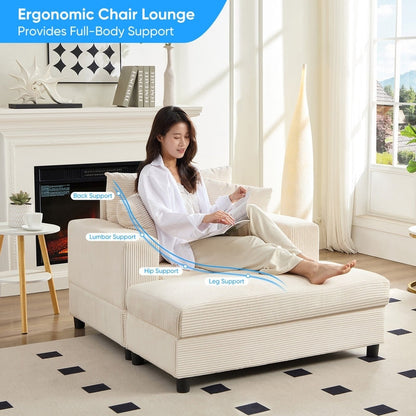 Canapé-lit confortable en velours côtelé Mixoy avec siège profond et pouf de rangement, canapé-lit 1 place/causeuse rembourré