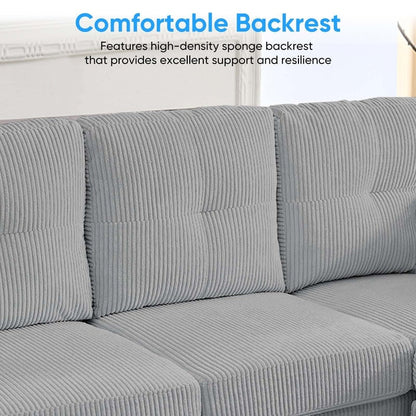 Canapé sectionnel convertible modulaire en U en velours côtelé Mixoy, canapé 4 places rembourré avec pouf amovible