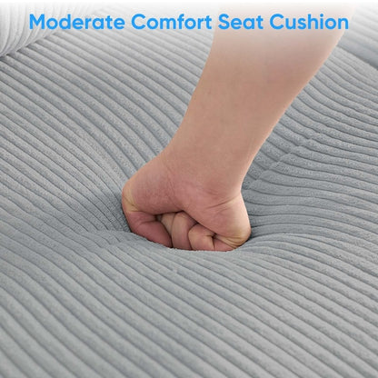 Canapé sectionnel convertible modulaire en U en velours côtelé Mixoy, canapé 4 places rembourré avec pouf amovible