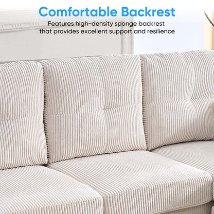 Canapé sectionnel convertible modulaire en U en velours côtelé Mixoy, canapé 4 places rembourré avec pouf amovible