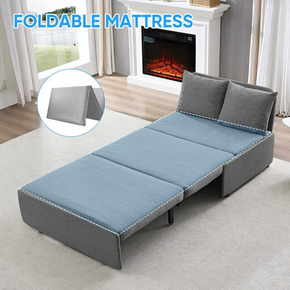 Canapé-lit Mixoy Full/Queen Size, canapé-lit convertible 2 en 1 en lin 1 place/causeuse avec coussins