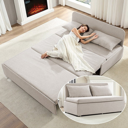 Canapé-lit Mixoy Full/Queen Size, canapé-lit convertible 2 en 1 en lin 1 place/causeuse avec coussins