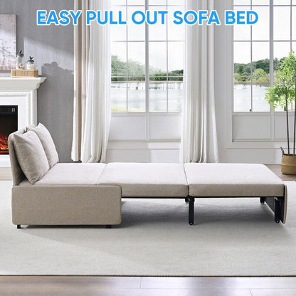 Canapé-lit Mixoy Full/Queen Size, canapé-lit convertible 2 en 1 en lin 1 place/causeuse avec coussins