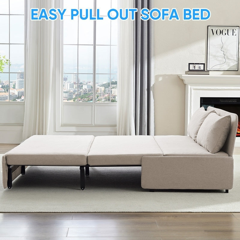 Canapé-lit Mixoy Full/Queen Size, canapé-lit convertible 2 en 1 en lin 1 place/causeuse avec coussins