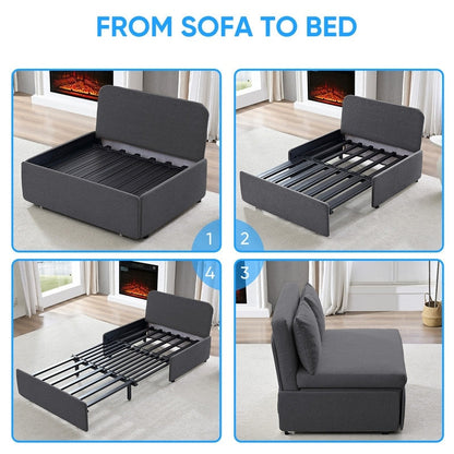 Canapé-lit Mixoy Full/Queen Size, canapé-lit convertible 2 en 1 en lin 1 place/causeuse avec coussins