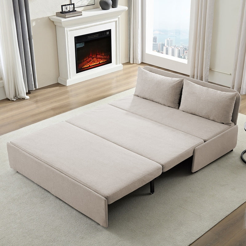 Canapé-lit Mixoy Full/Queen Size, canapé-lit convertible 2 en 1 en lin 1 place/causeuse avec coussins