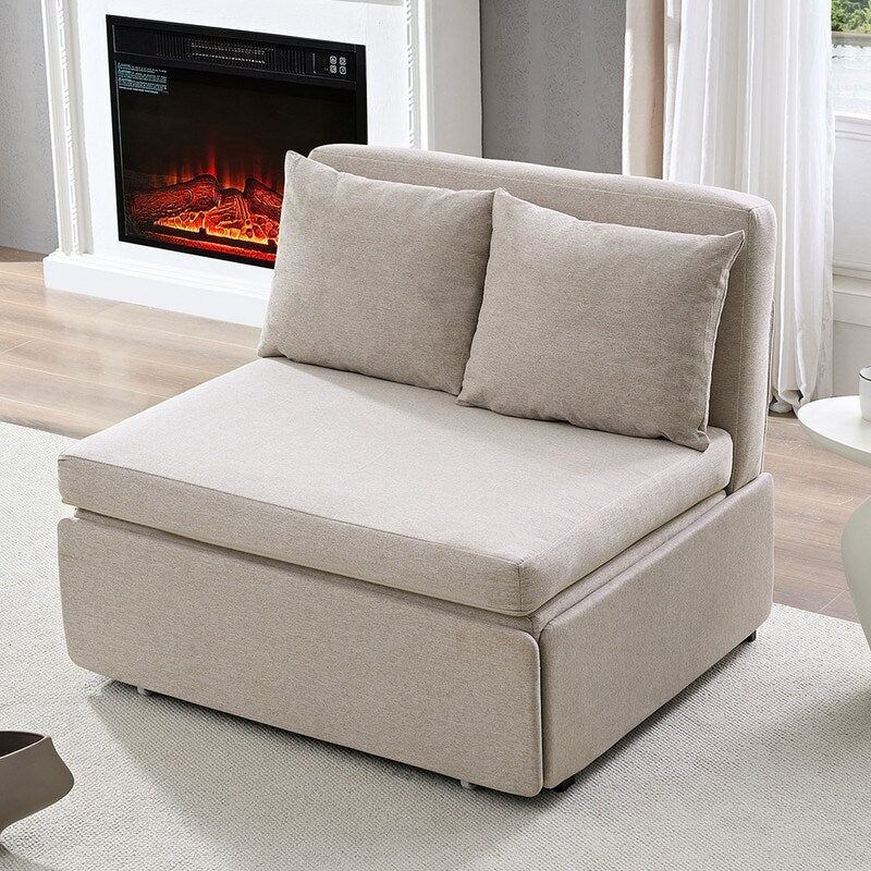 Canapé-lit Mixoy Full/Queen Size, canapé-lit convertible 2 en 1 en lin 1 place/causeuse avec coussins