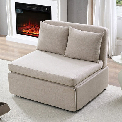 Canapé-lit Mixoy Full/Queen Size, canapé-lit convertible 2 en 1 en lin 1 place/causeuse avec coussins