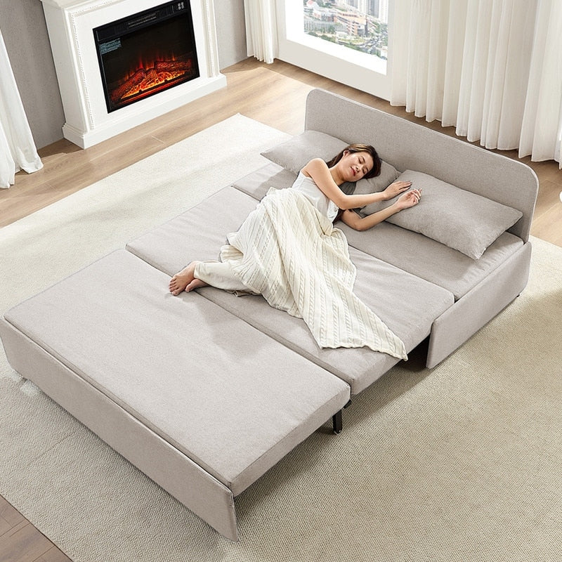 Canapé-lit Mixoy Full/Queen Size, canapé-lit convertible 2 en 1 en lin 1 place/causeuse avec coussins