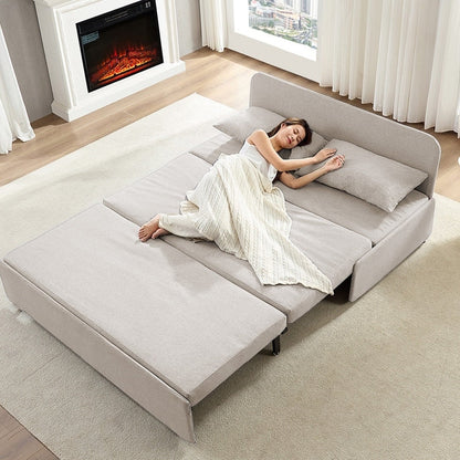 Canapé-lit Mixoy Full/Queen Size, canapé-lit convertible 2 en 1 en lin 1 place/causeuse avec coussins