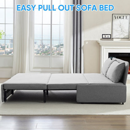 Canapé-lit Mixoy Full/Queen Size, canapé-lit convertible 2 en 1 en lin 1 place/causeuse avec coussins