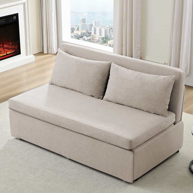 Canapé-lit Mixoy Full/Queen Size, canapé-lit convertible 2 en 1 en lin 1 place/causeuse avec coussins