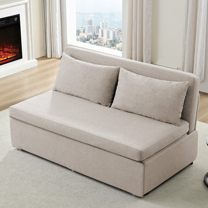 Canapé-lit Mixoy Full/Queen Size, canapé-lit convertible 2 en 1 en lin 1 place/causeuse avec coussins