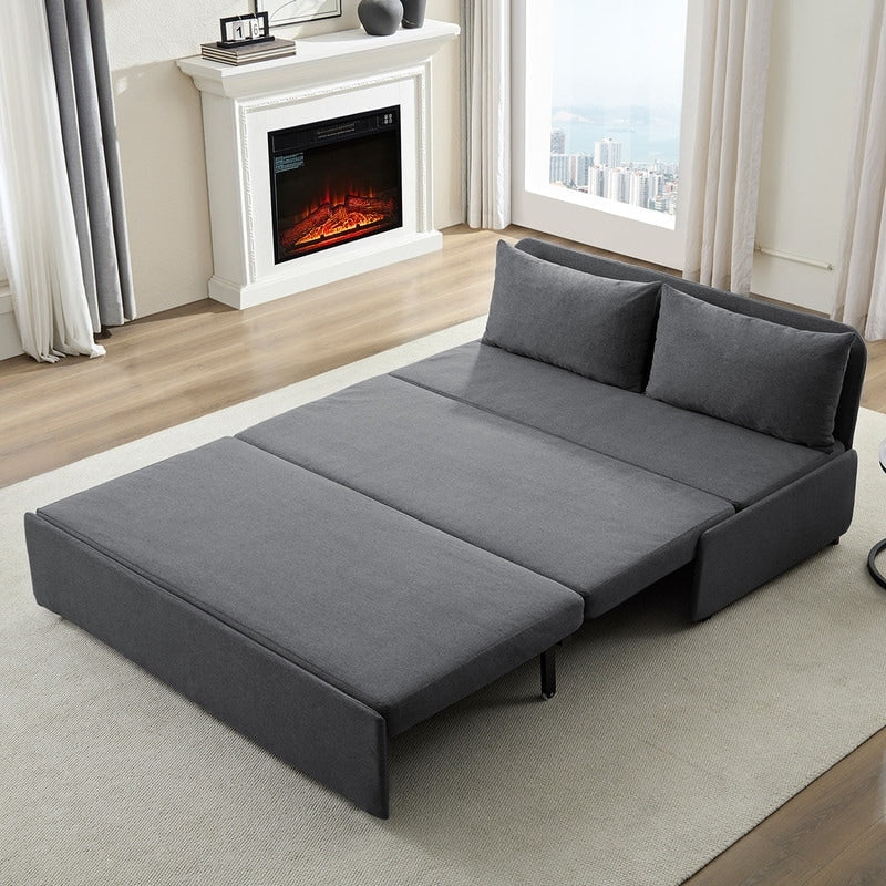 Canapé-lit Mixoy Full/Queen Size, canapé-lit convertible 2 en 1 en lin 1 place/causeuse avec coussins