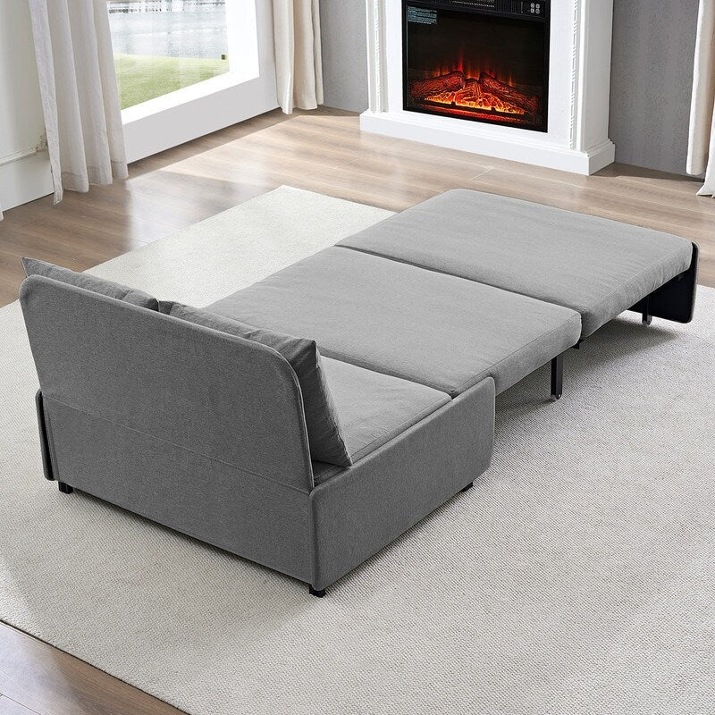 Canapé-lit Mixoy Full/Queen Size, canapé-lit convertible 2 en 1 en lin 1 place/causeuse avec coussins