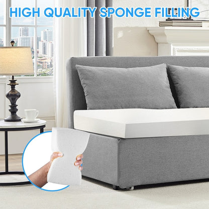 Canapé-lit Mixoy Full/Queen Size, canapé-lit convertible 2 en 1 en lin 1 place/causeuse avec coussins