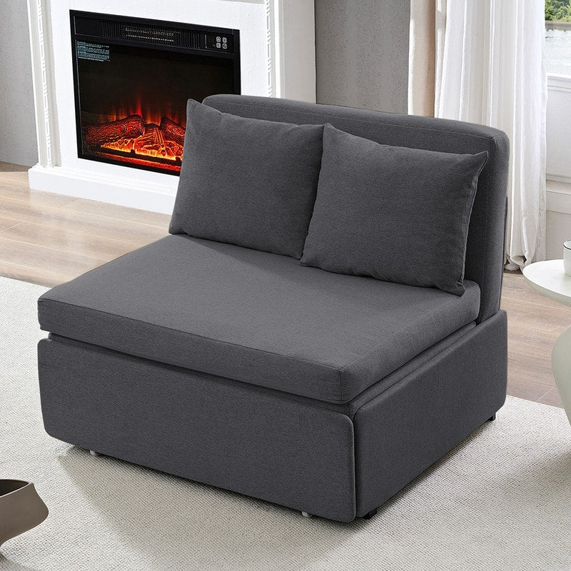 Canapé-lit Mixoy Full/Queen Size, canapé-lit convertible 2 en 1 en lin 1 place/causeuse avec coussins