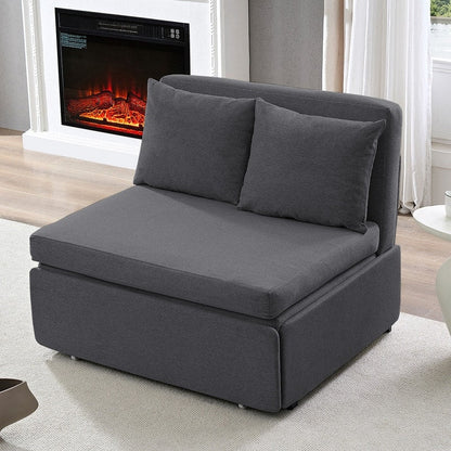 Canapé-lit Mixoy Full/Queen Size, canapé-lit convertible 2 en 1 en lin 1 place/causeuse avec coussins