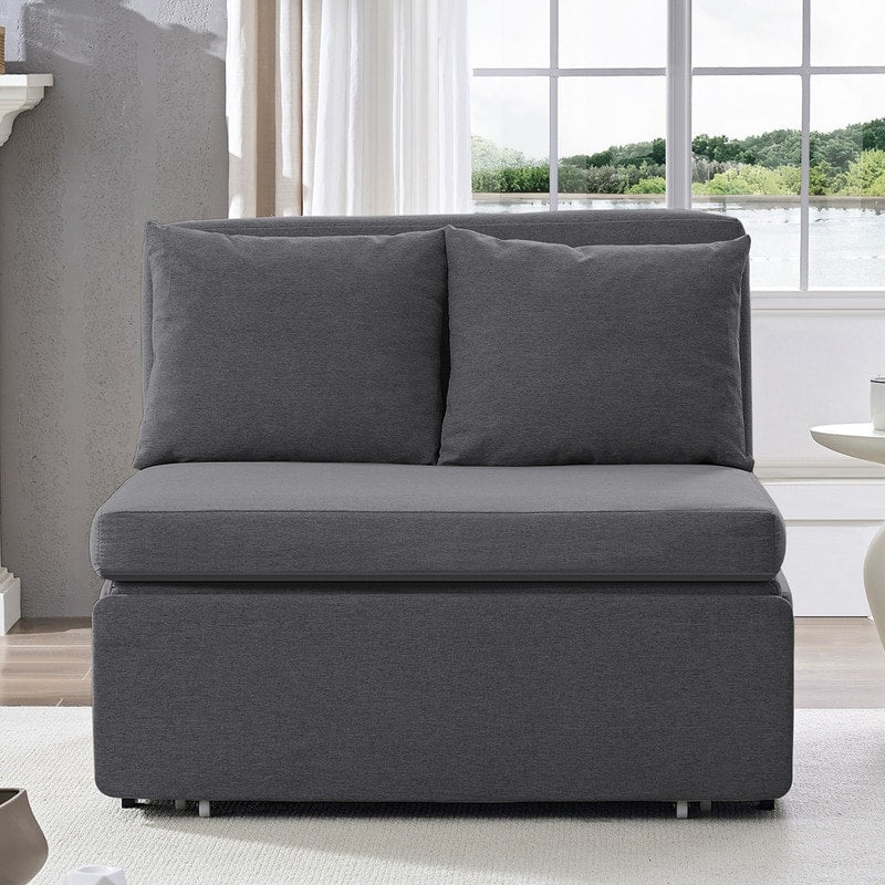 Canapé-lit Mixoy Full/Queen Size, canapé-lit convertible 2 en 1 en lin 1 place/causeuse avec coussins