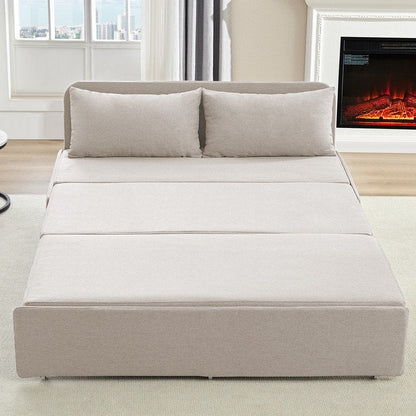 Canapé-lit Mixoy Full/Queen Size, canapé-lit convertible 2 en 1 en lin 1 place/causeuse avec coussins