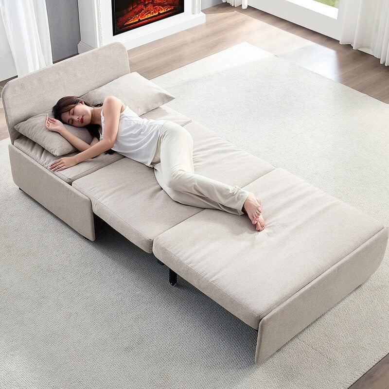 Canapé-lit Mixoy Full/Queen Size, canapé-lit convertible 2 en 1 en lin 1 place/causeuse avec coussins