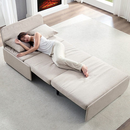 Canapé-lit Mixoy Full/Queen Size, canapé-lit convertible 2 en 1 en lin 1 place/causeuse avec coussins