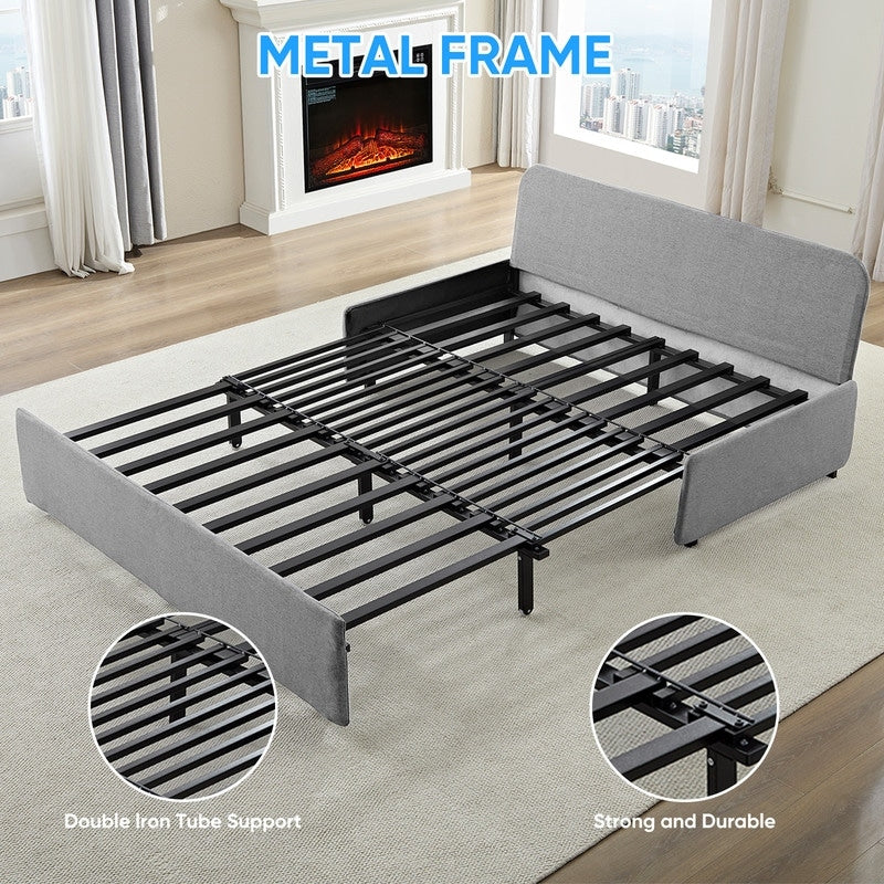 Canapé-lit Mixoy Full/Queen Size, canapé-lit convertible 2 en 1 en lin 1 place/causeuse avec coussins