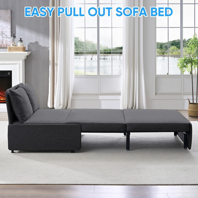 Canapé-lit Mixoy Full/Queen Size, canapé-lit convertible 2 en 1 en lin 1 place/causeuse avec coussins