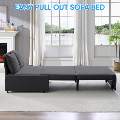 Canapé-lit Mixoy Full/Queen Size, canapé-lit convertible 2 en 1 en lin 1 place/causeuse avec coussins