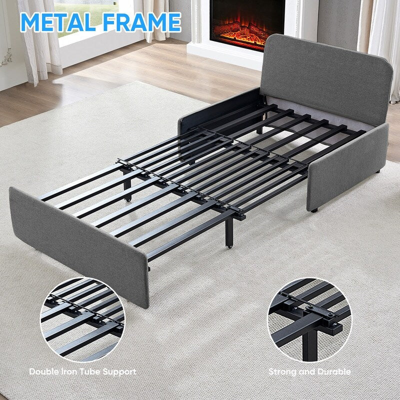 Canapé-lit Mixoy Full/Queen Size, canapé-lit convertible 2 en 1 en lin 1 place/causeuse avec coussins