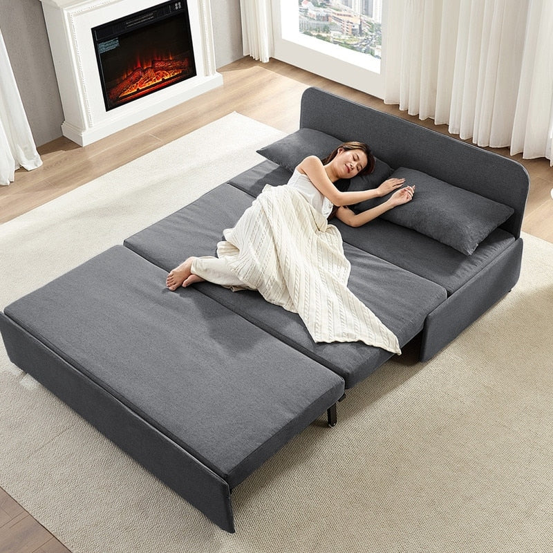 Canapé-lit Mixoy Full/Queen Size, canapé-lit convertible 2 en 1 en lin 1 place/causeuse avec coussins