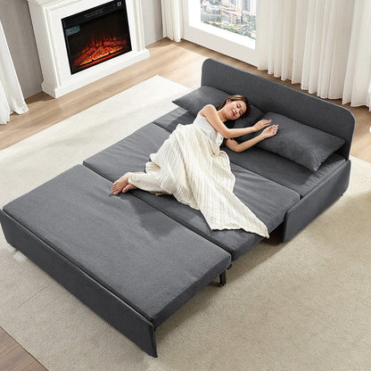 Canapé-lit Mixoy Full/Queen Size, canapé-lit convertible 2 en 1 en lin 1 place/causeuse avec coussins