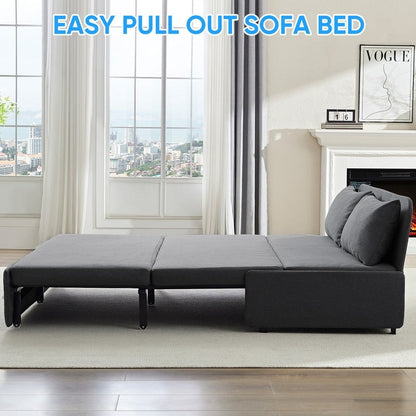 Canapé-lit Mixoy Full/Queen Size, canapé-lit convertible 2 en 1 en lin 1 place/causeuse avec coussins