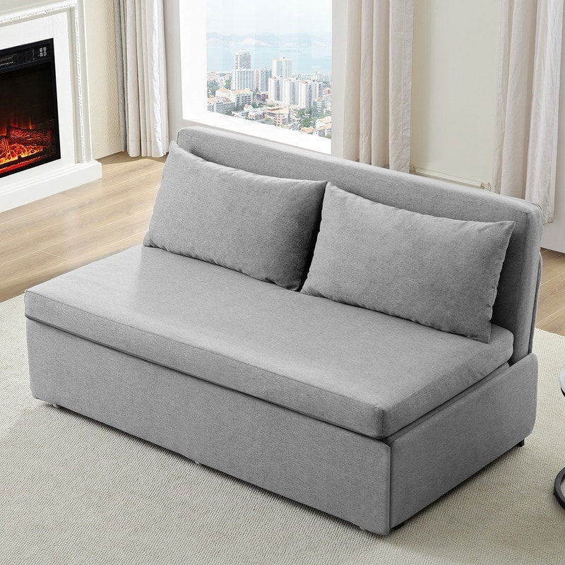 Canapé-lit Mixoy Full/Queen Size, canapé-lit convertible 2 en 1 en lin 1 place/causeuse avec coussins