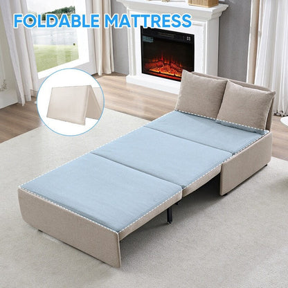 Canapé-lit Mixoy Full/Queen Size, canapé-lit convertible 2 en 1 en lin 1 place/causeuse avec coussins