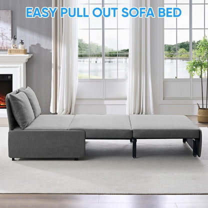 Canapé-lit Mixoy Full/Queen Size, canapé-lit convertible 2 en 1 en lin 1 place/causeuse avec coussins