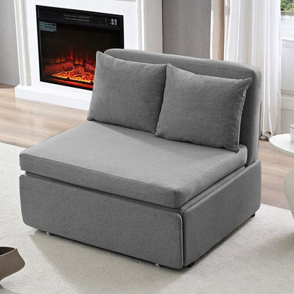 Canapé-lit Mixoy Full/Queen Size, canapé-lit convertible 2 en 1 en lin 1 place/causeuse avec coussins